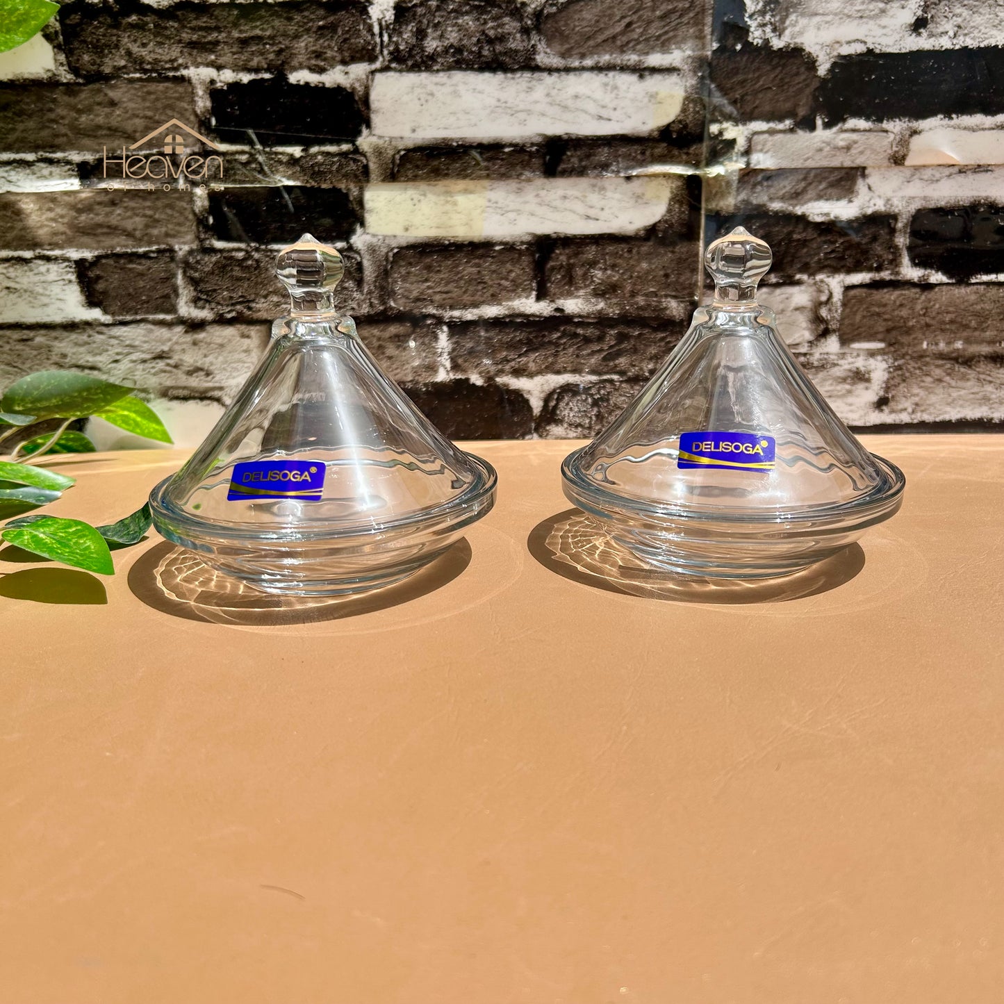 Delisoga® Crystal Candy Dish Set of 2 Elegant Candy Jars for Sweets & Treats Trending