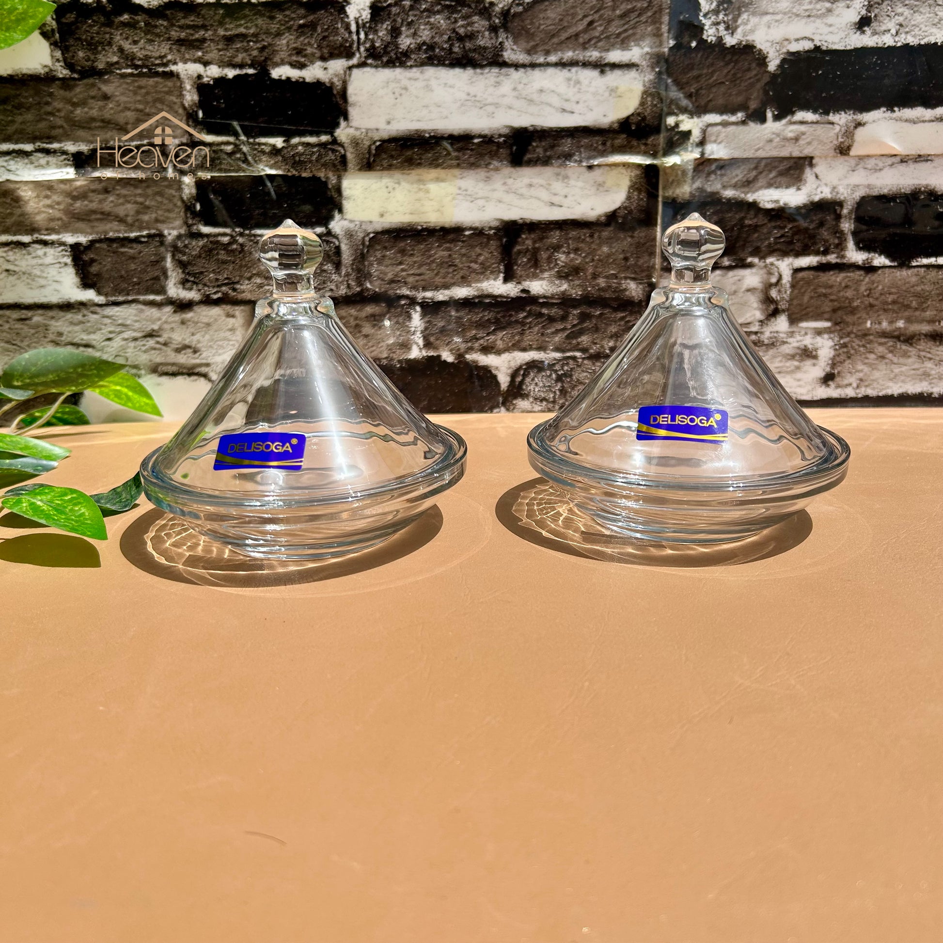 Delisoga® Crystal Candy Dish Set of 2 Elegant Candy Jars for Sweets & Treats Trending - Heaven of homes - Sale Pakistan