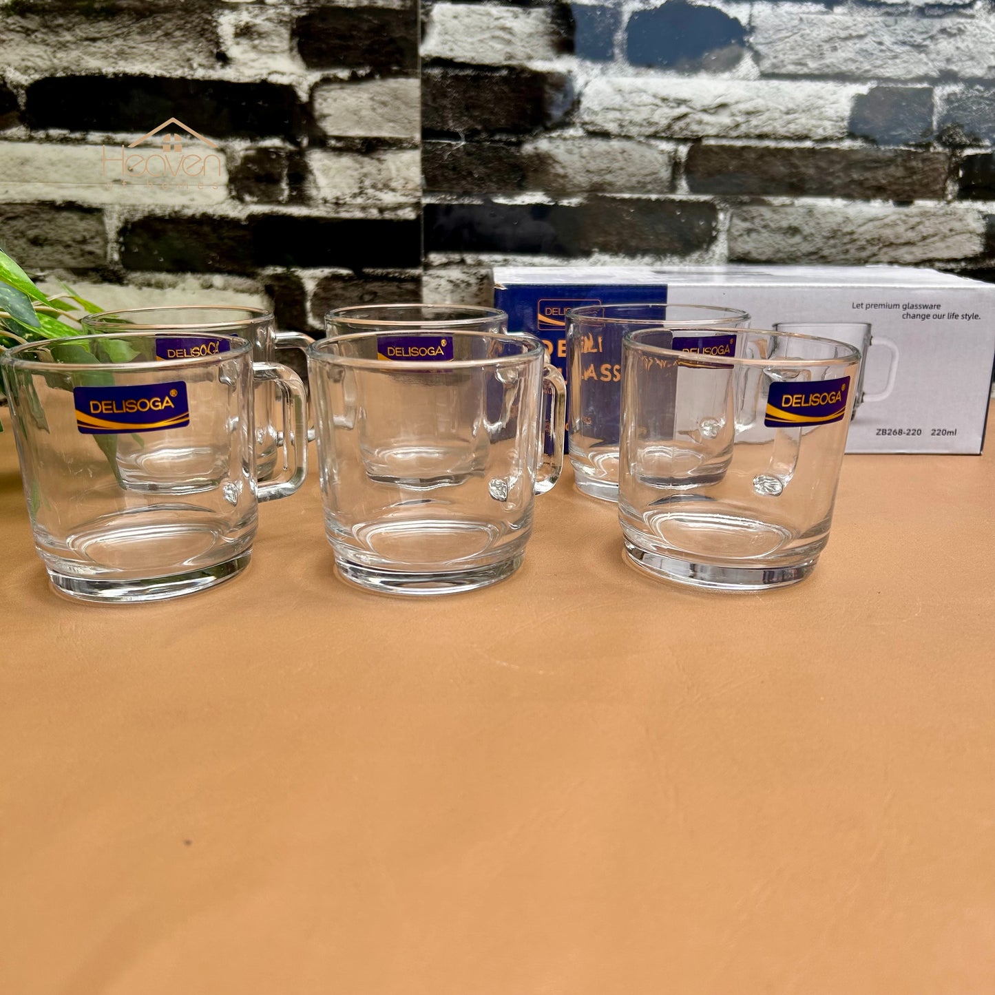 Delisoga® Set of 6 Transparent Glass Tea & Coffee Cups – 220 ml Clear Glass Mugs Set ZB26B-220
