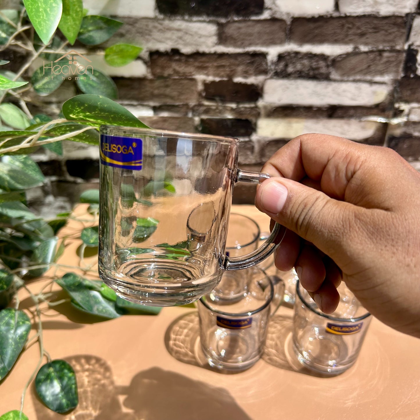 Delisoga® Elegant Set of 6 Clear Glass Coffee & Tea Mugs – 240ml Transparent Cups Smoke Grey - Heaven of homes - Sale Pakistan