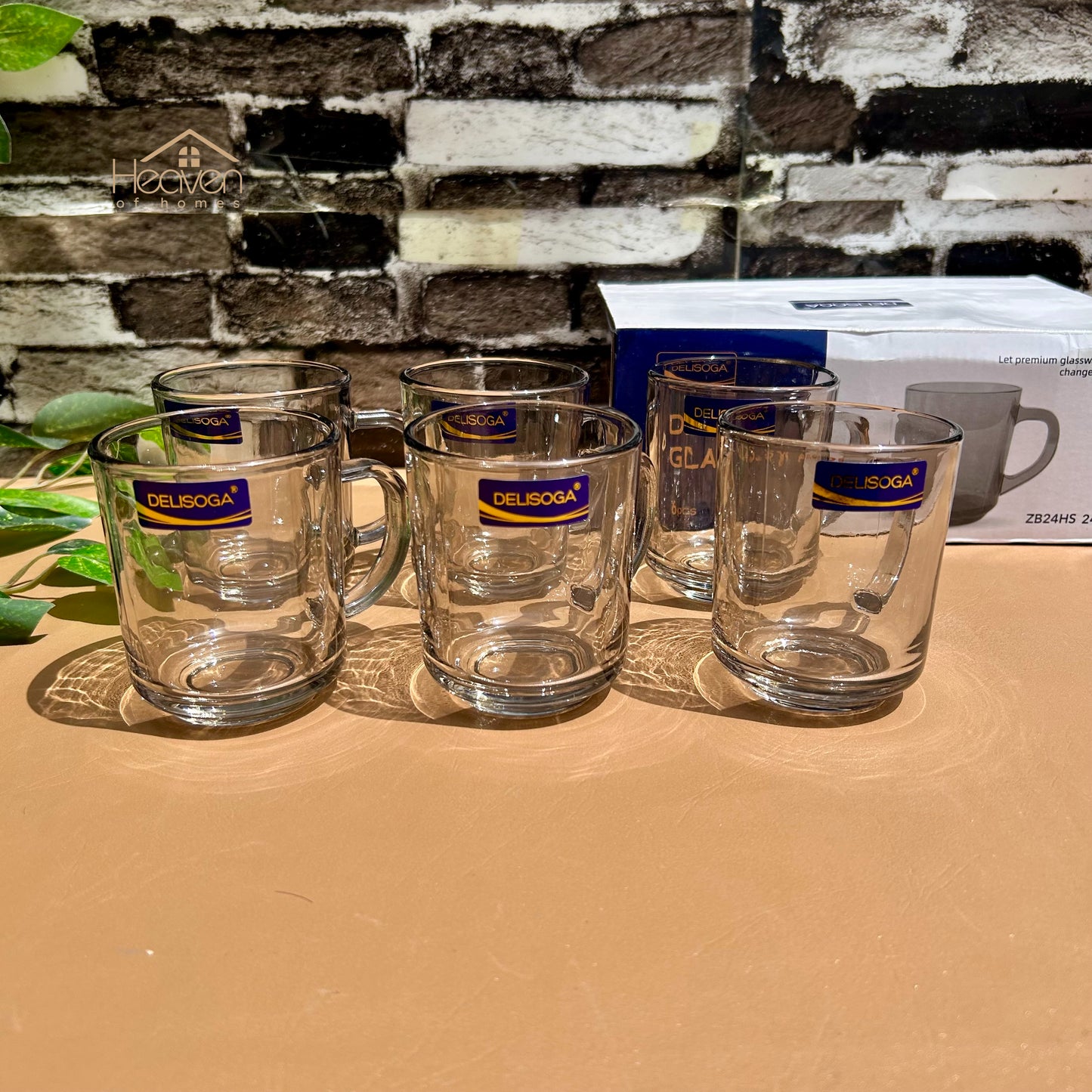 Delisoga® Elegant Set of 6 Clear Glass Coffee & Tea Mugs – 240ml Transparent Cups Smoke Grey - Heaven of homes - Sale Pakistan