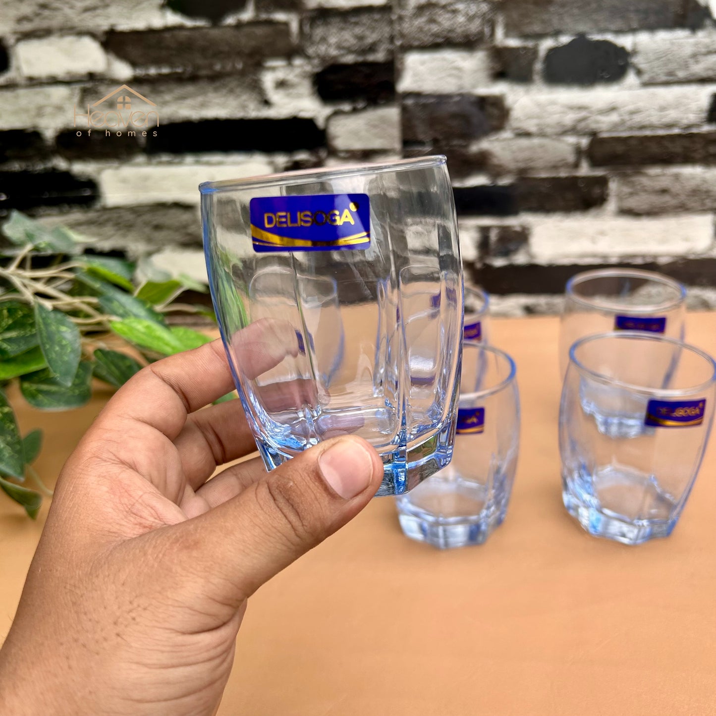 Delisoga® 6-Piece Cocktail Blue Glass Tumbler Set – Elegant 280ml Drinking Glasses JS3101-3HB