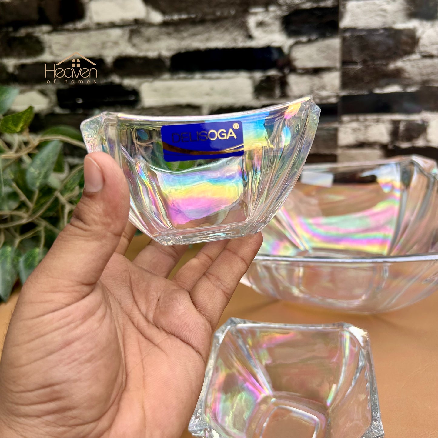 Delisoga® 7-Pieces Rainbow Shade Glass Fruit Serving Set – Elegant Glassware for Fruit, Snacks, & Desserts