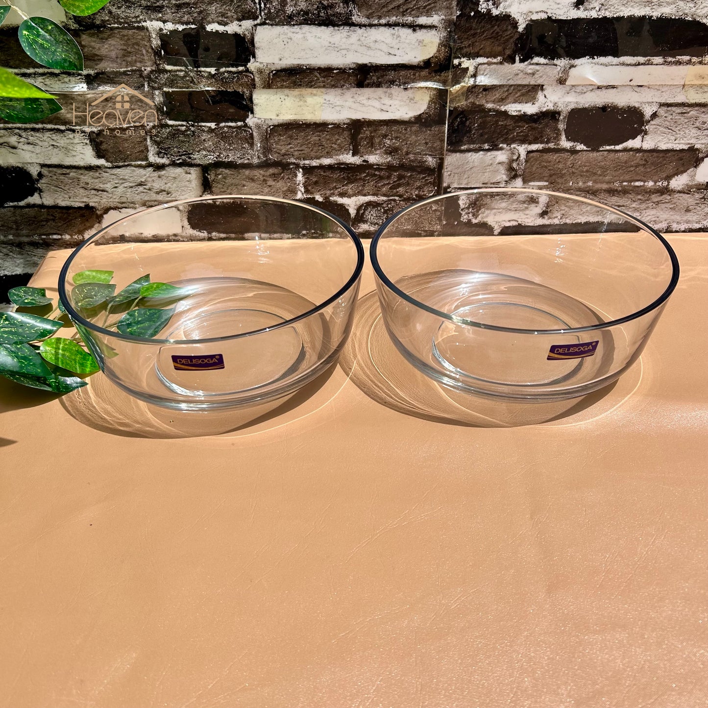 Delisoga® Set of 2 Large 10-Inches Glass Serving Bowls – Round & Deep Mixing Bowls - Heaven of homes - Sale Pakistan