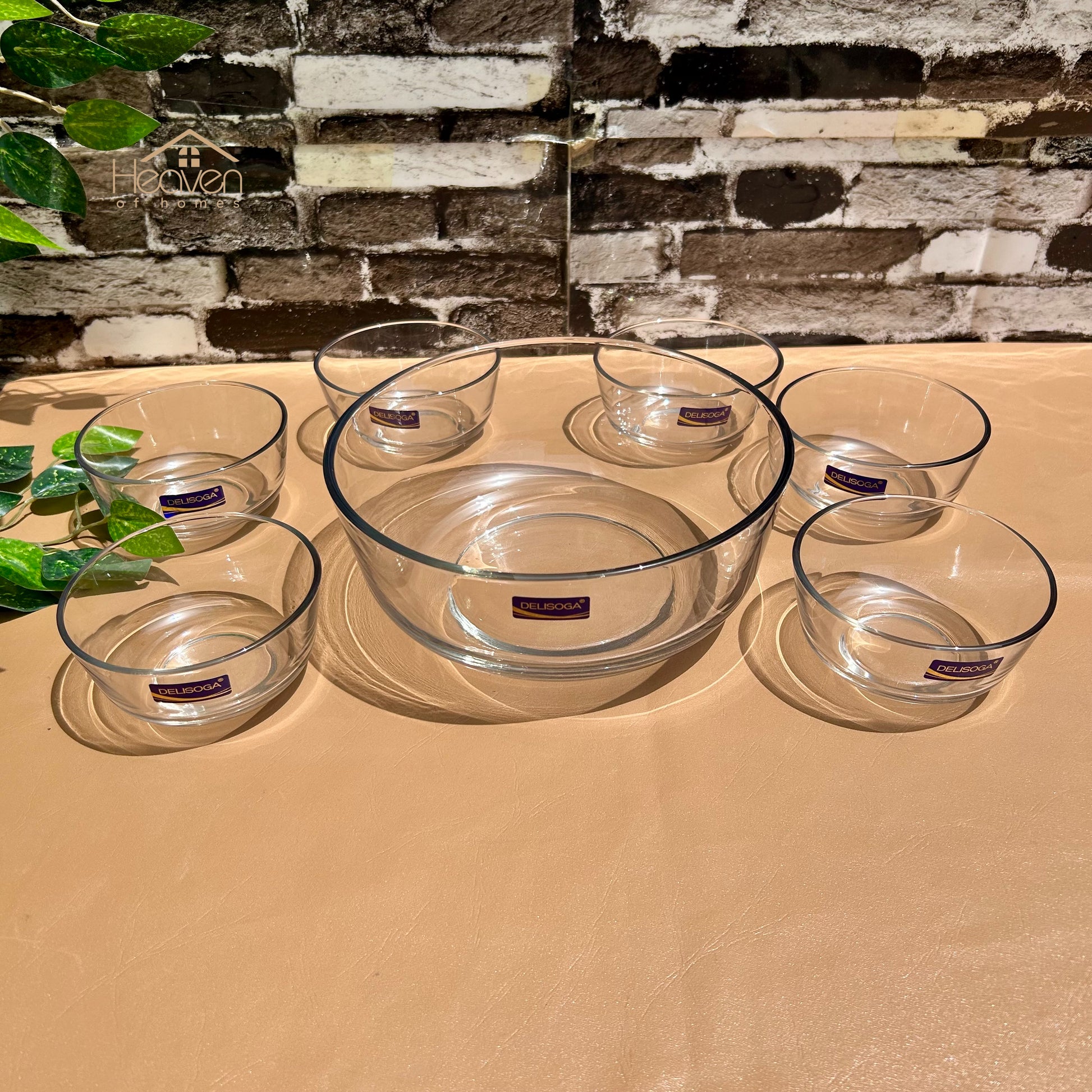 Delisoga® 7-Piece Fruit and Custard Set – Transparent, Clear & Elegant Glassware - Heaven of homes - Sale Pakistan