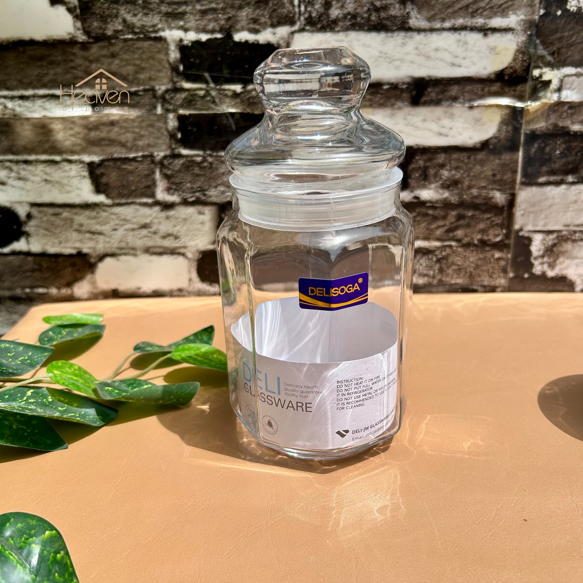 Delisoga® Set of 2  Clear Glass Storage Jars – Airtight Transparent Canisters for Kitchen Organization - Heaven of homes - Sale Pakistan