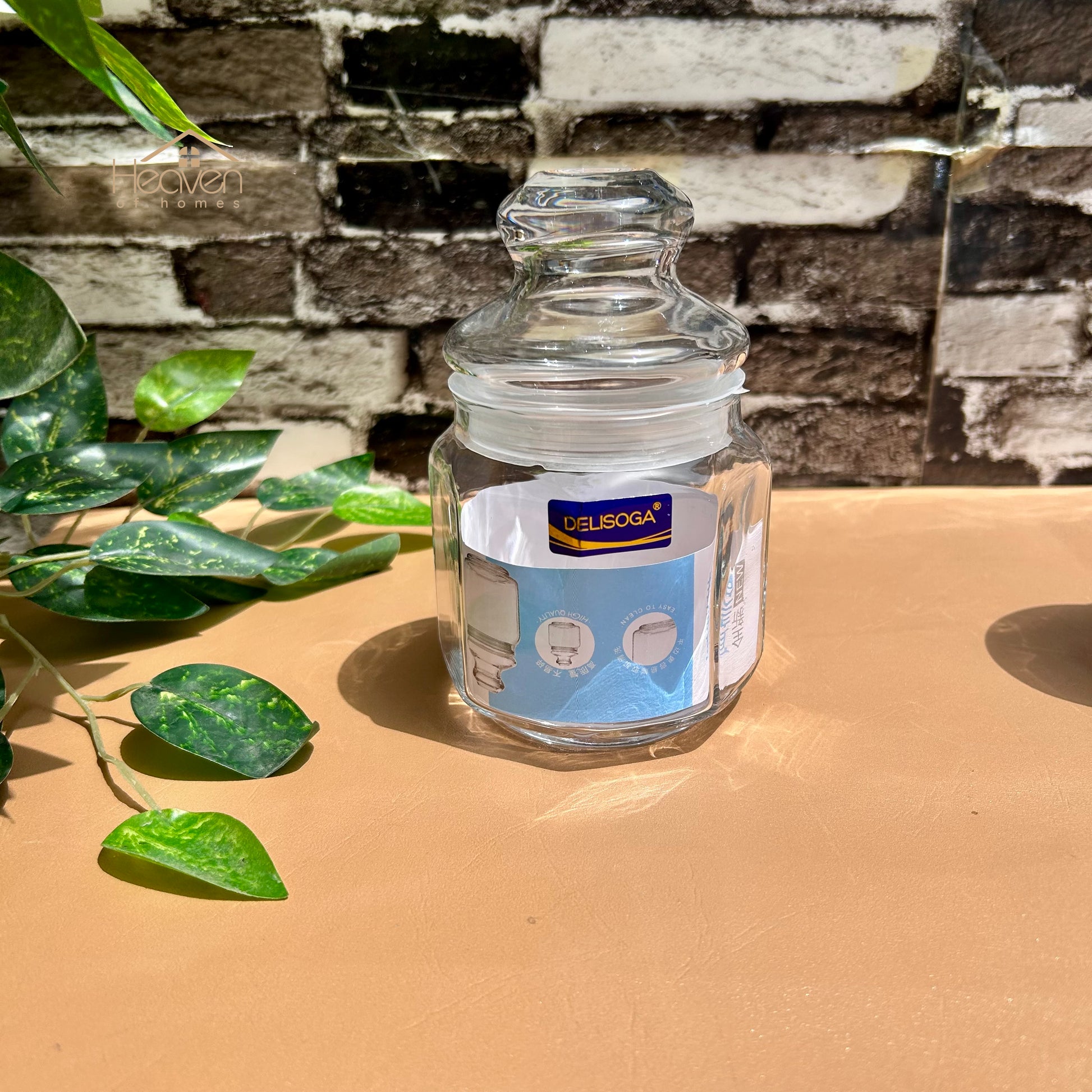 Delisoga® Set of 2  Clear Glass Storage Jars – Airtight Transparent Canisters for Kitchen Organization - Heaven of homes - Sale Pakistan