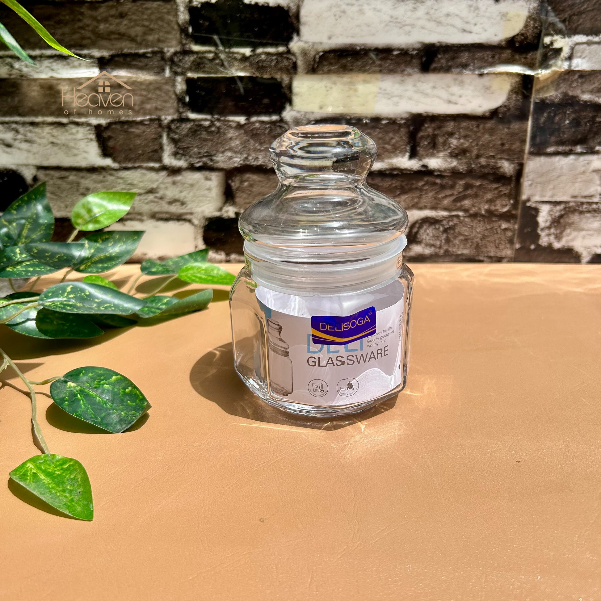 Delisoga® Set of 2  Clear Glass Storage Jars – Airtight Transparent Canisters for Kitchen Organization - Heaven of homes - Sale Pakistan