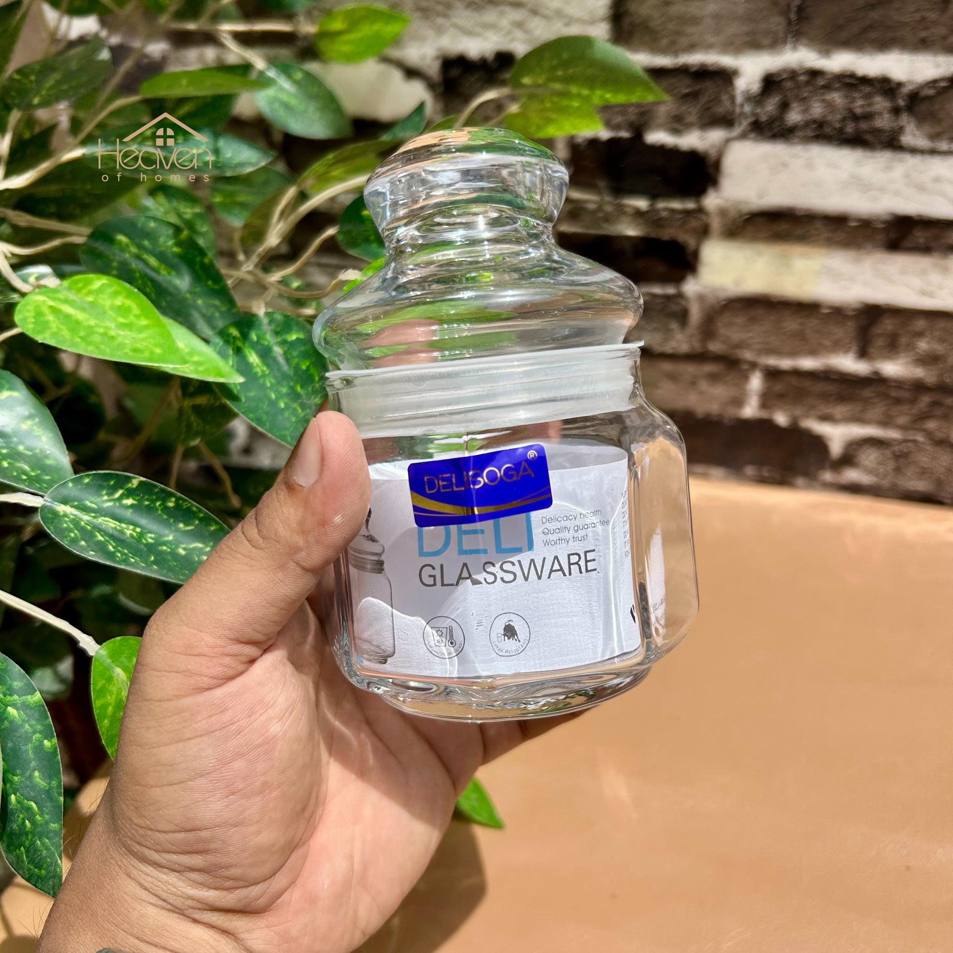 Delisoga® Set of 2  Clear Glass Storage Jars – Airtight Transparent Canisters for Kitchen Organization - Heaven of homes - Sale Pakistan