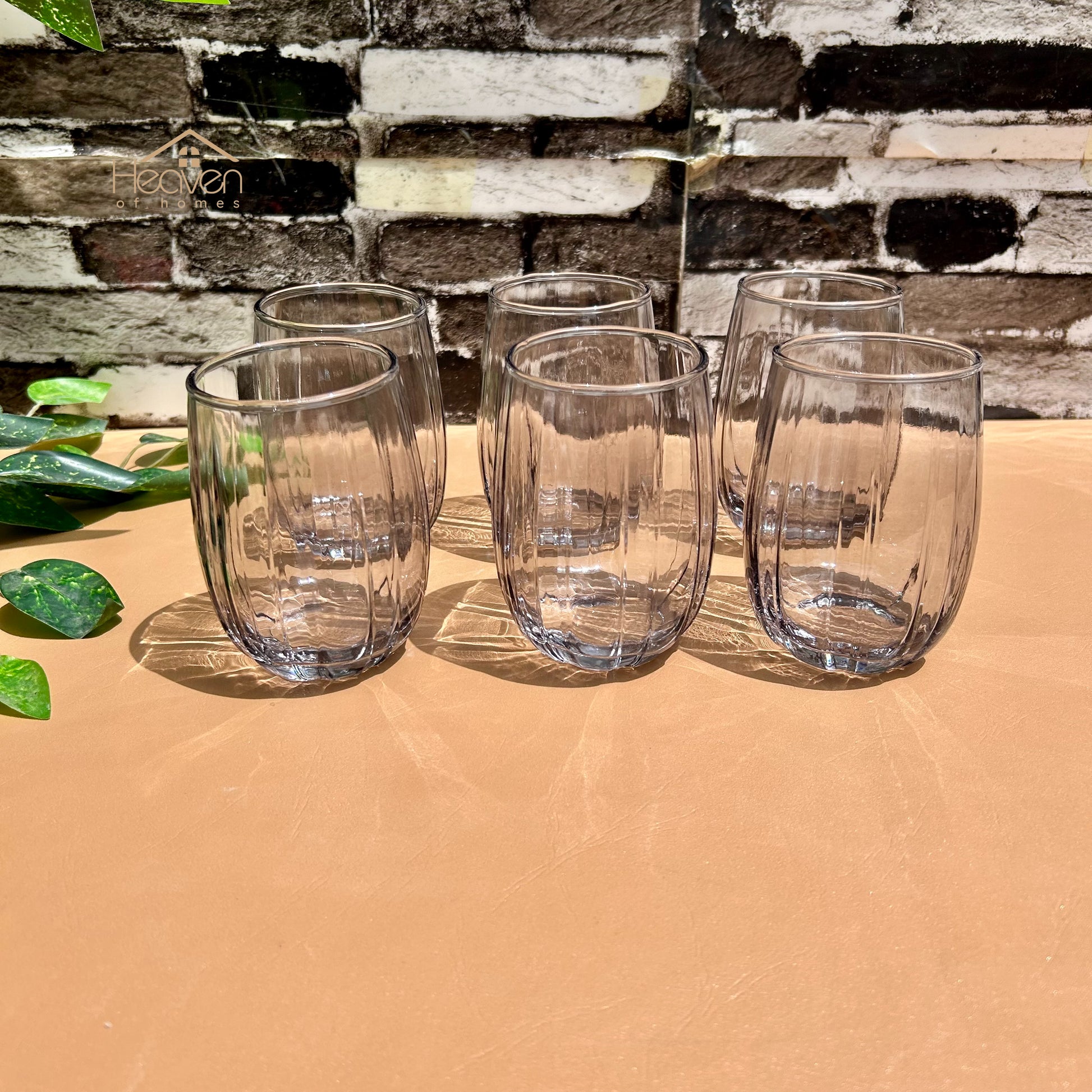 Delisoga® Set of 6 Smoke Grey Drinking Glasses – 380ml Elegant Glassware for Water, Juice & Cocktails - Heaven of homes - Sale Pakistan