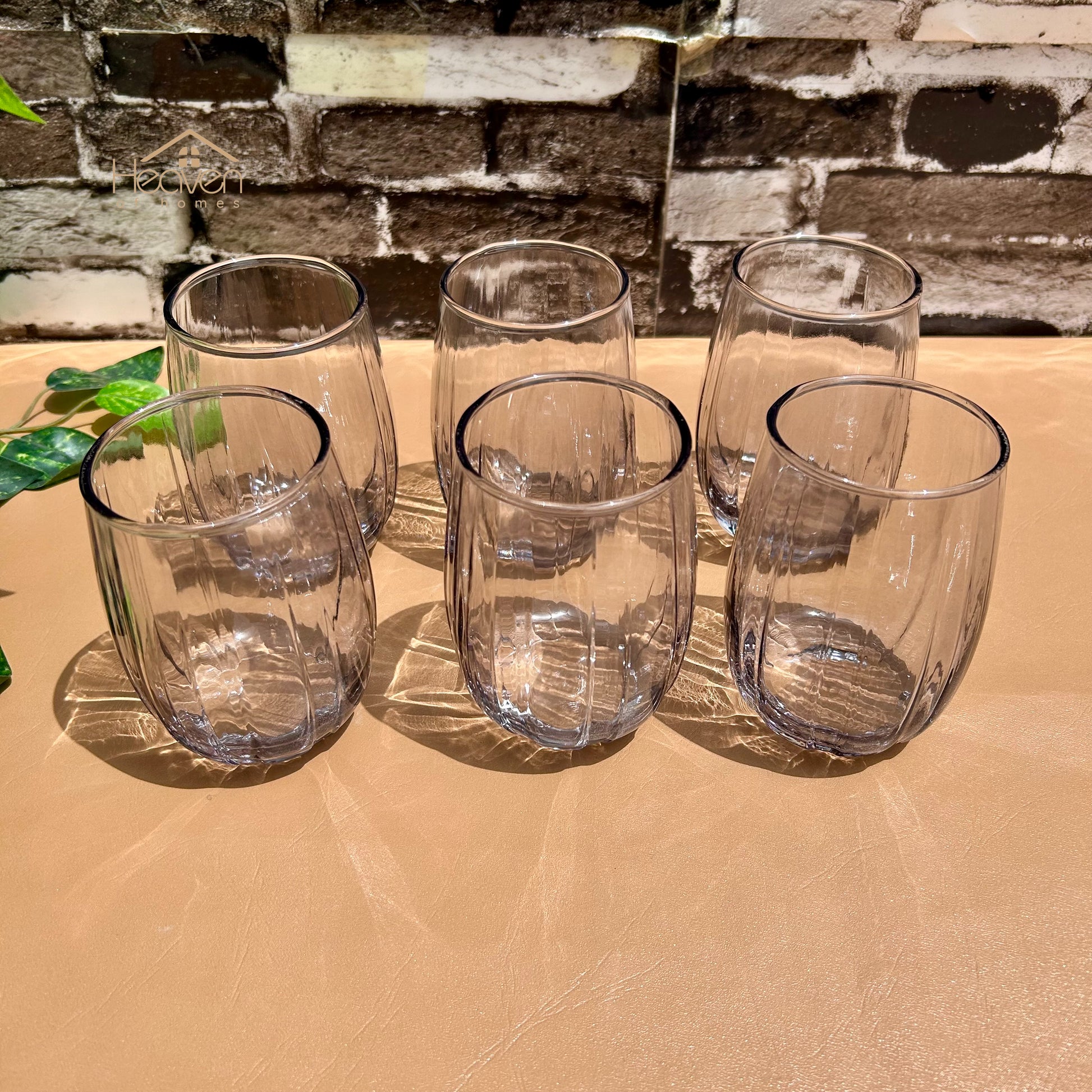 Delisoga® Set of 6 Smoke Grey Drinking Glasses – 380ml Elegant Glassware for Water, Juice & Cocktails - Heaven of homes - Sale Pakistan