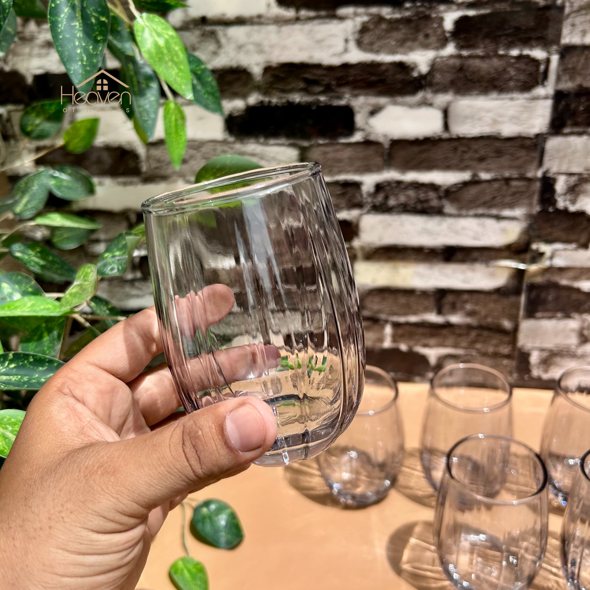 Delisoga® Set of 6 Smoke Grey Drinking Glasses – 380ml Elegant Glassware for Water, Juice & Cocktails - Heaven of homes - Sale Pakistan