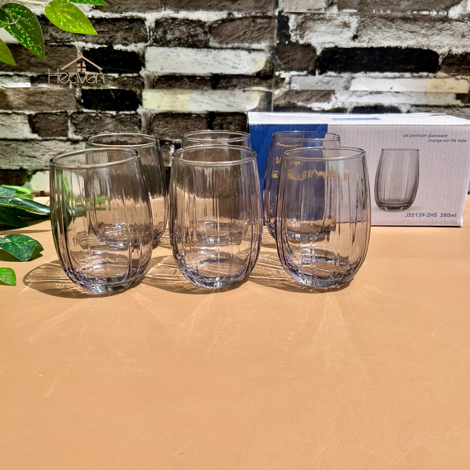 Delisoga® Set of 6 Smoke Grey Drinking Glasses – 380ml Elegant Glassware for Water, Juice & Cocktails - Heaven of homes - Sale Pakistan
