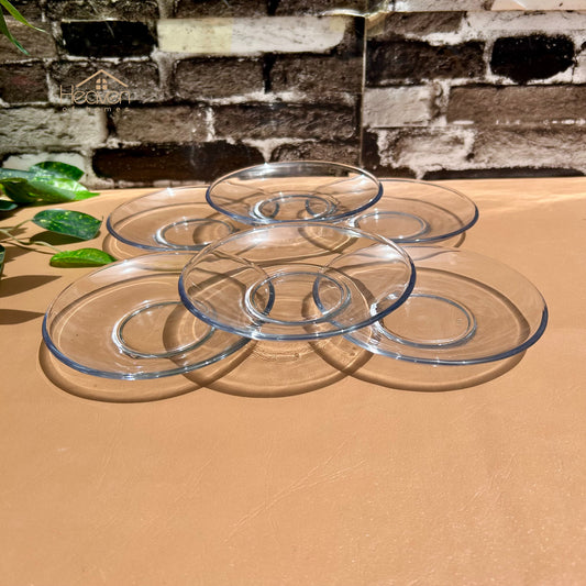 Delisoga® Set of 6 Clear Glass Saucers – 5-Inches Transparent Round Saucer - Heaven of homes - Sale Pakistan