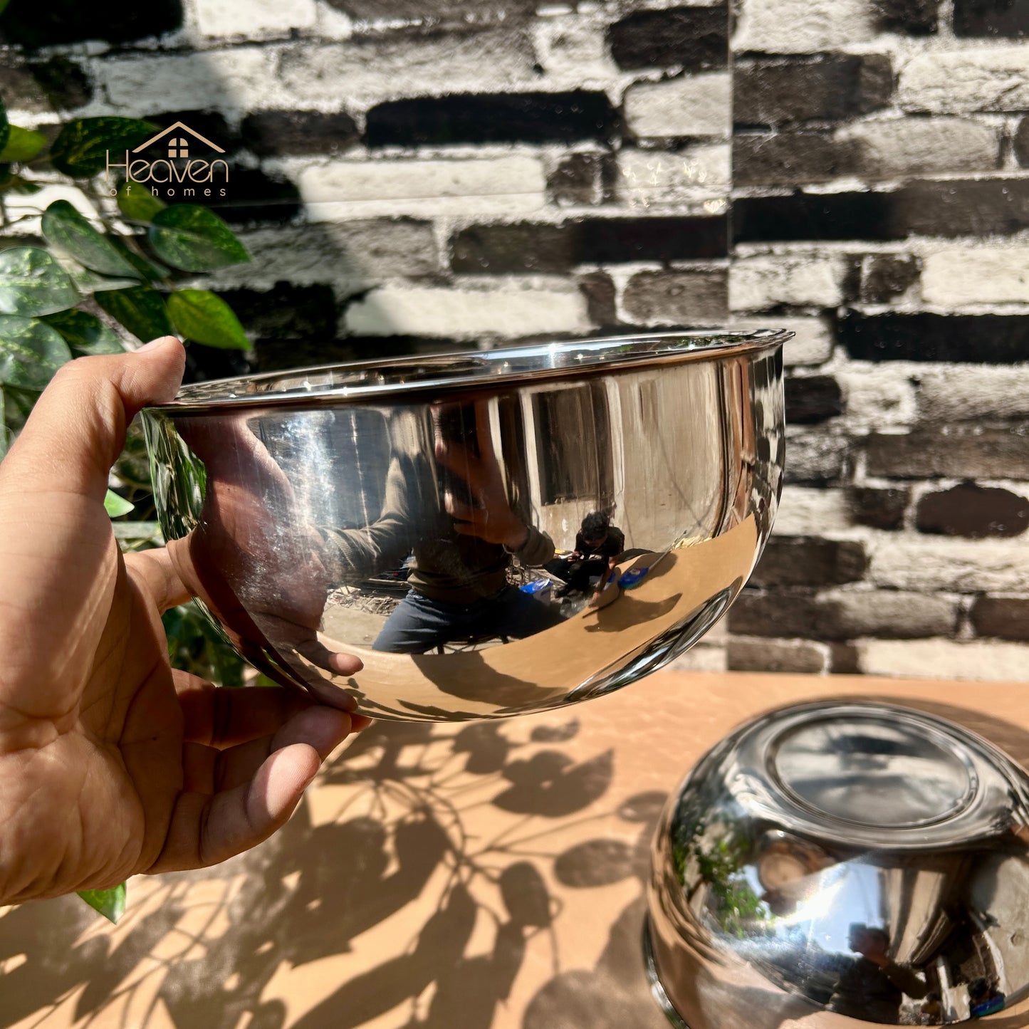 Heaven® Set of 2 Stainless Steel Mixing Bowls | Durable Kitchen Prep Bowls 8 Inches x 4 Inches