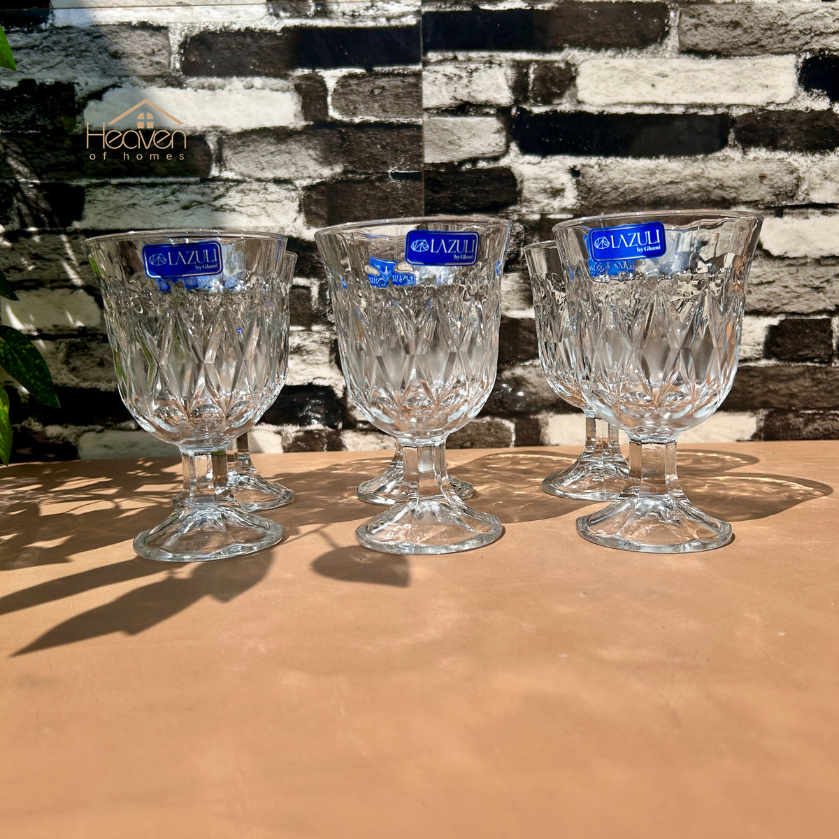 Lazuli® 6-Piece 300ml Clear Vine Glassware Set – Premium Tumblers for Water, Juice & Soft Drinks
