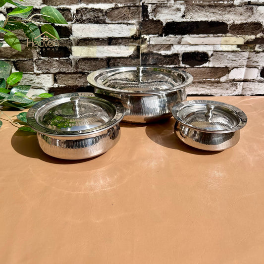 Stainless Steel Hammered Serving Handi – Artisan Heavyweight Cookware - Heaven of homes - Sale Pakistan