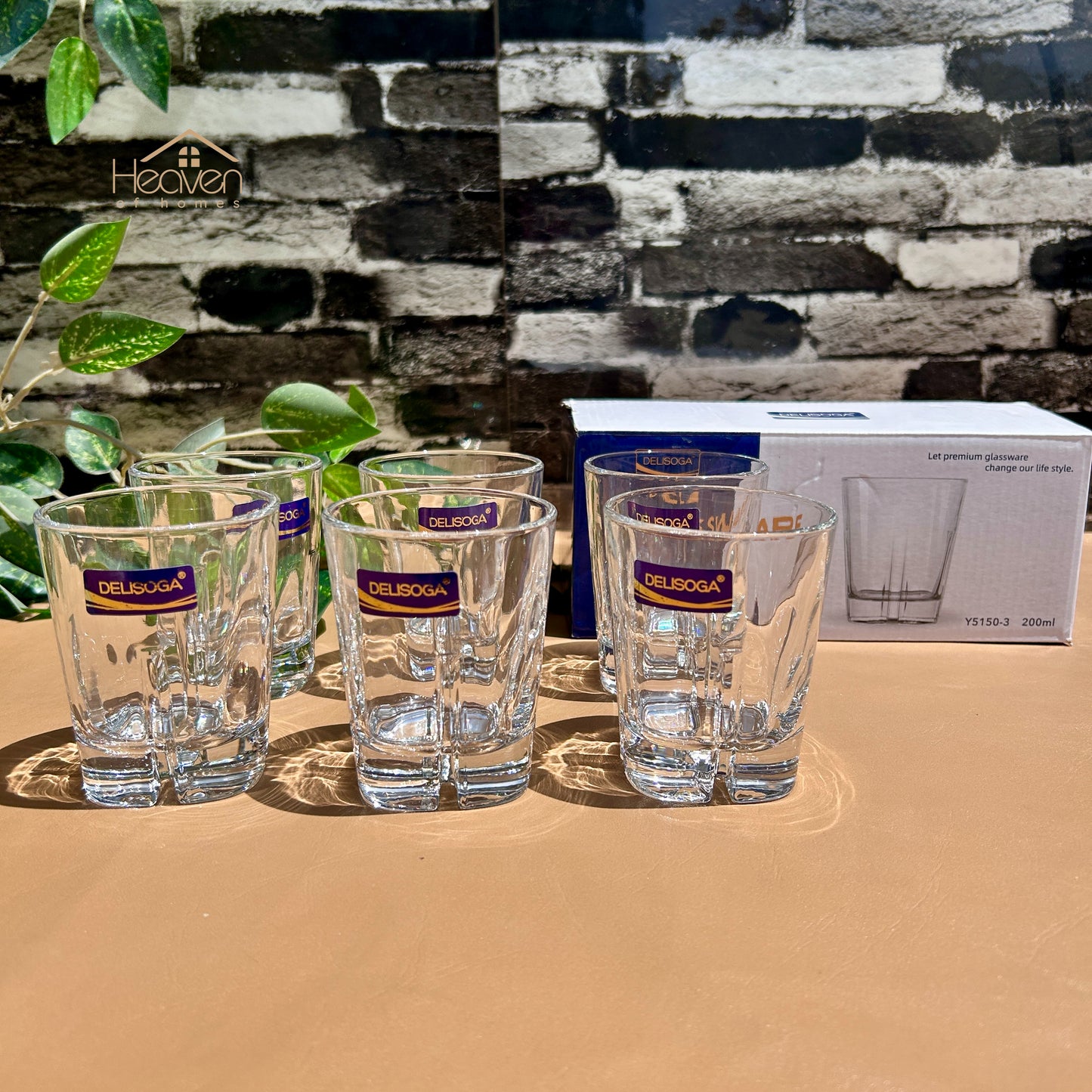 Delisoga® 6-piece Transparent Drinking Glasses – For Home & Dining 200 ml - Y5150-3