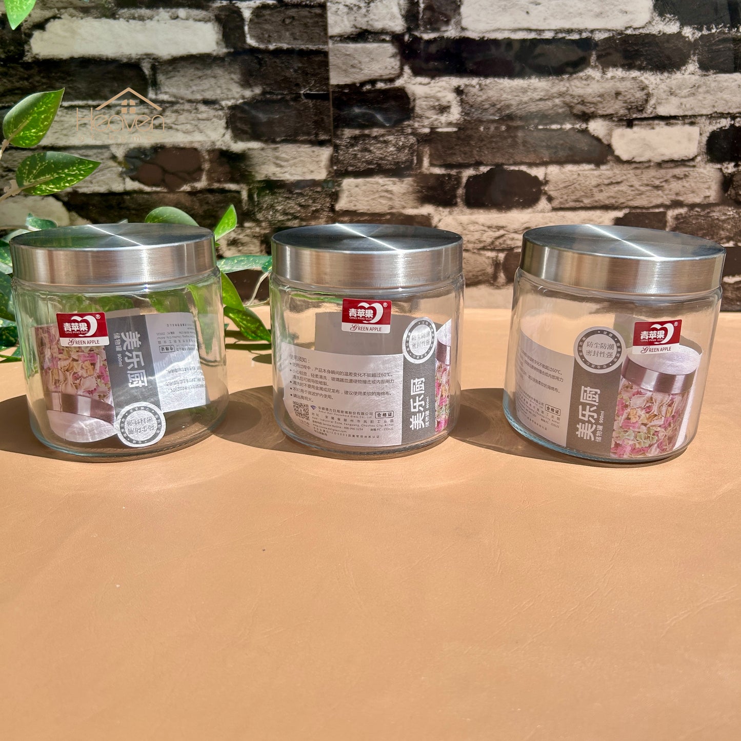 Delisoga® Set of 3 Glass Storage Jars with Stainless Steel Lids | Kitchen & Pantry Containers