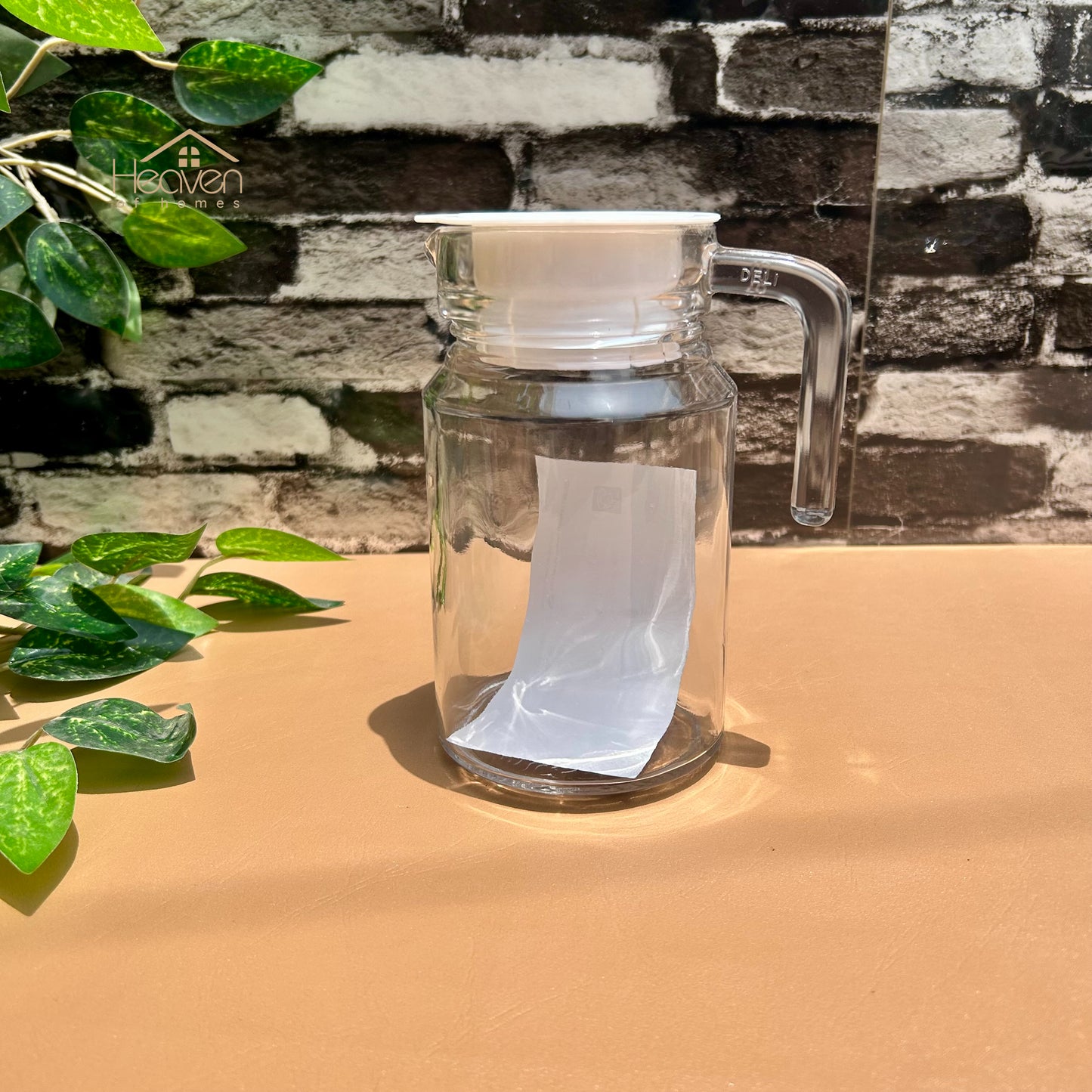 Delisoga® Set of 2 650ml Glass Jug with Lid – Clear Transparent Serving Pitcher Oil Jug - Heaven of homes - Sale Pakistan