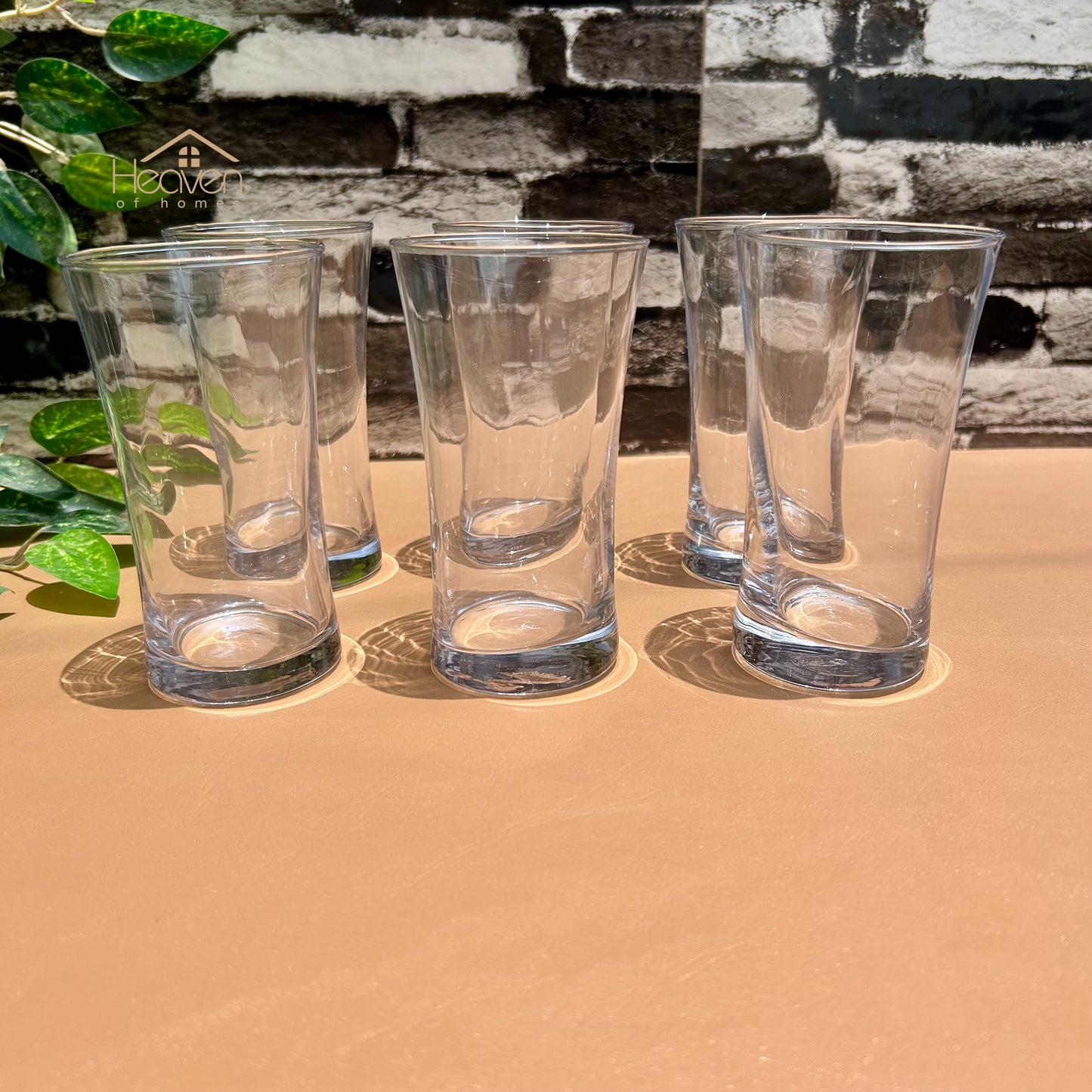 Delisoga® Set of 6 Drinking Glasses – Elegant and Stylish Glassware 280 ML - Model no. J7022-3 - Heaven of homes - Sale Pakistan