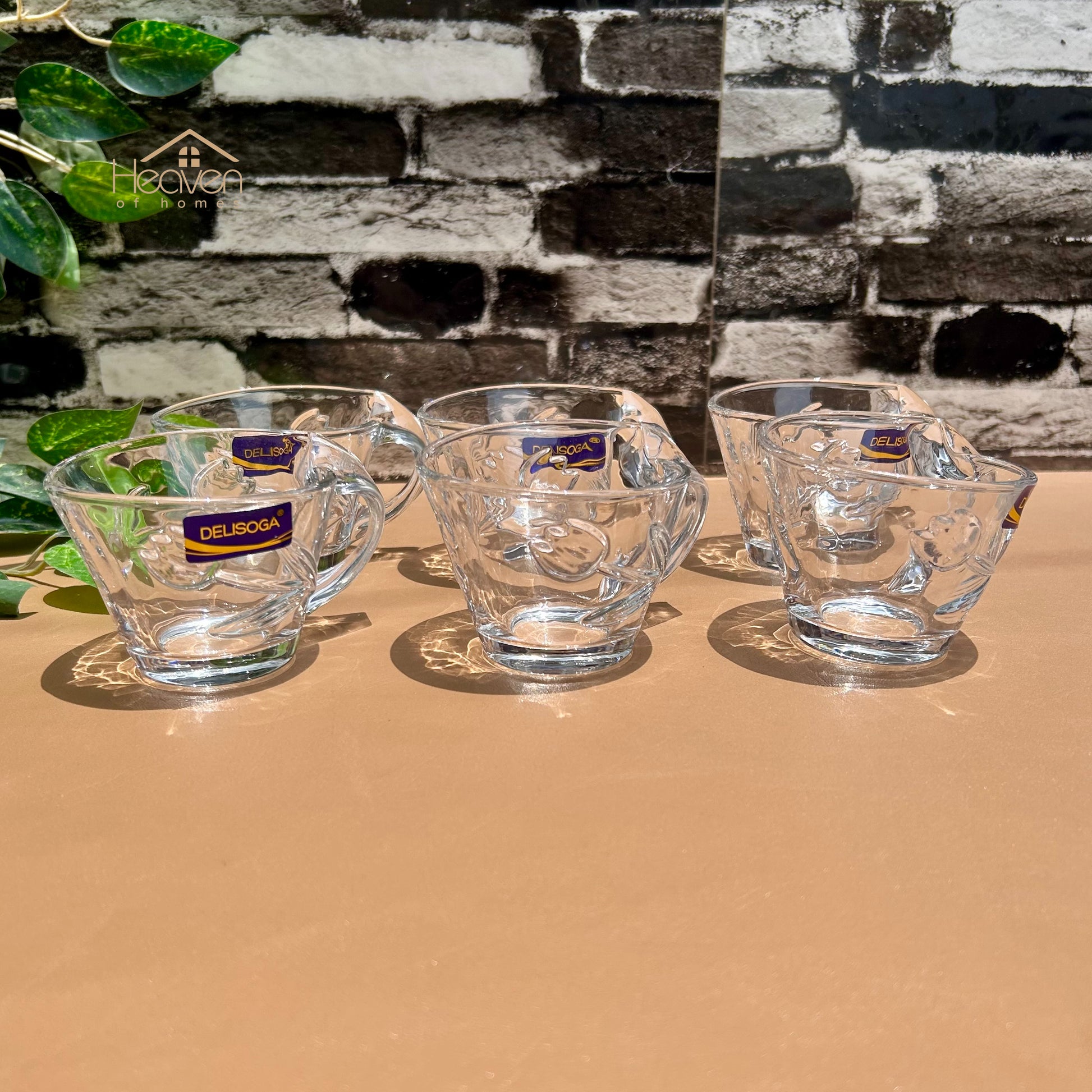 Delisoga® Set of 6 Premium Clear Glass Coffee & Tea Cup– 130 ml Elegant Cup Design - DSZB2031-1 - Heaven of homes - Sale Pakistan