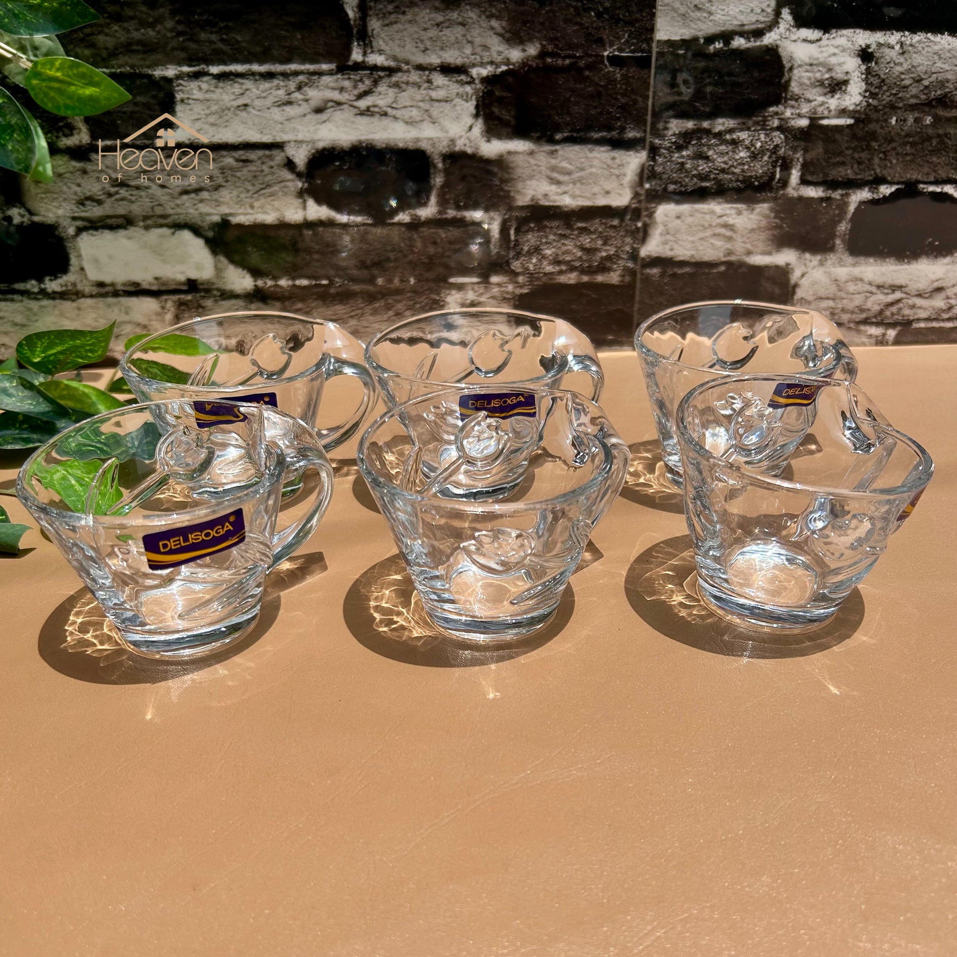 Delisoga® Set of 6 Premium Clear Glass Coffee & Tea Cup– 130 ml Elegant Cup Design - DSZB2031-1 - Heaven of homes - Sale Pakistan