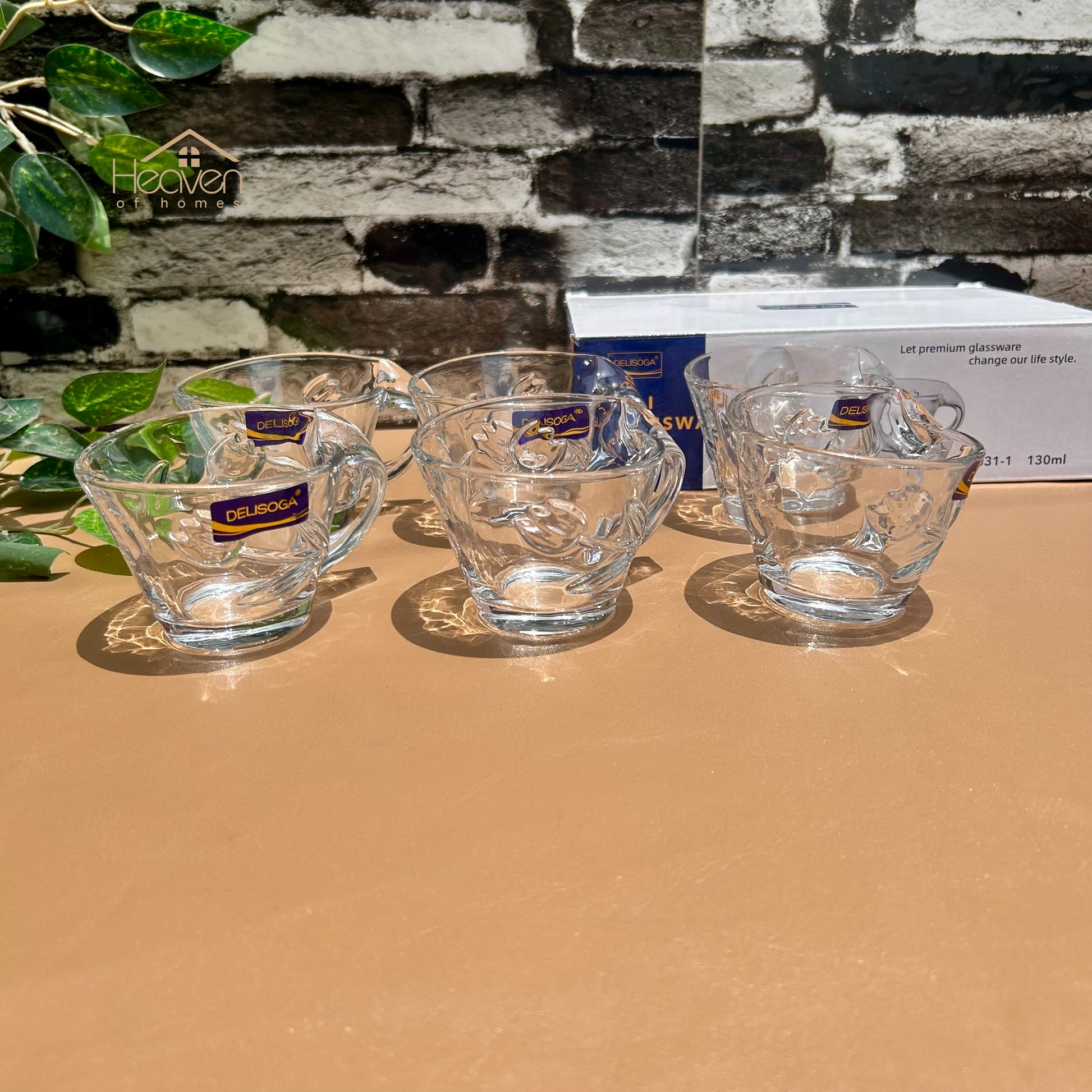 Delisoga® Set of 6 Premium Clear Glass Coffee & Tea Cup– 130 ml Elegant Cup Design - DSZB2031-1 - Heaven of homes - Sale Pakistan