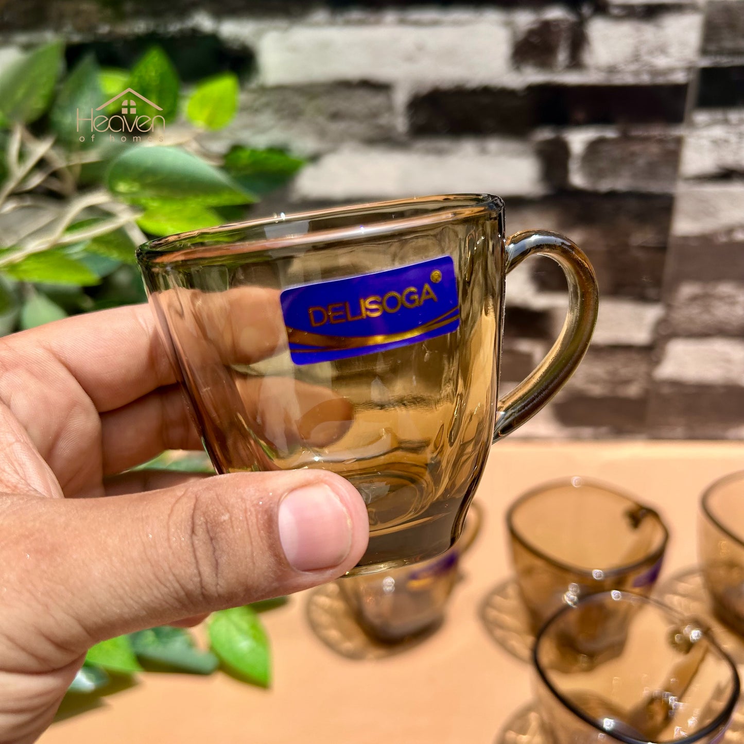 Delisoga® Set of 6 Clear Gold Accent Glass Mugs – 205ml Premium Transparent Cups for Tea, Coffee & Green Tea - ZB324-2055 - Heaven of homes - Sale Pakistan