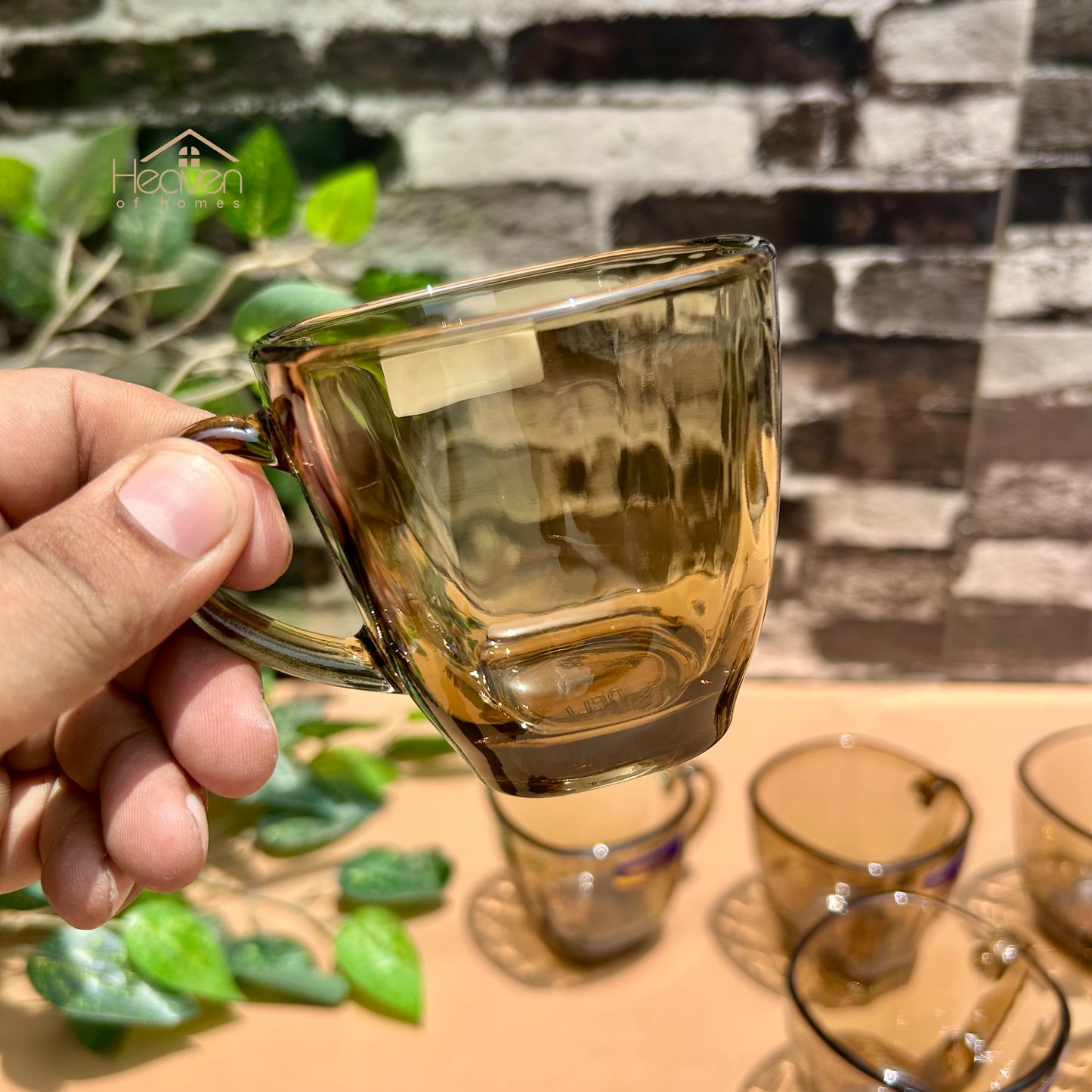 Delisoga® Set of 6 Clear Gold Accent Glass Mugs – 205ml Premium Transparent Cups for Tea, Coffee & Green Tea - ZB324-2055 - Heaven of homes - Sale Pakistan
