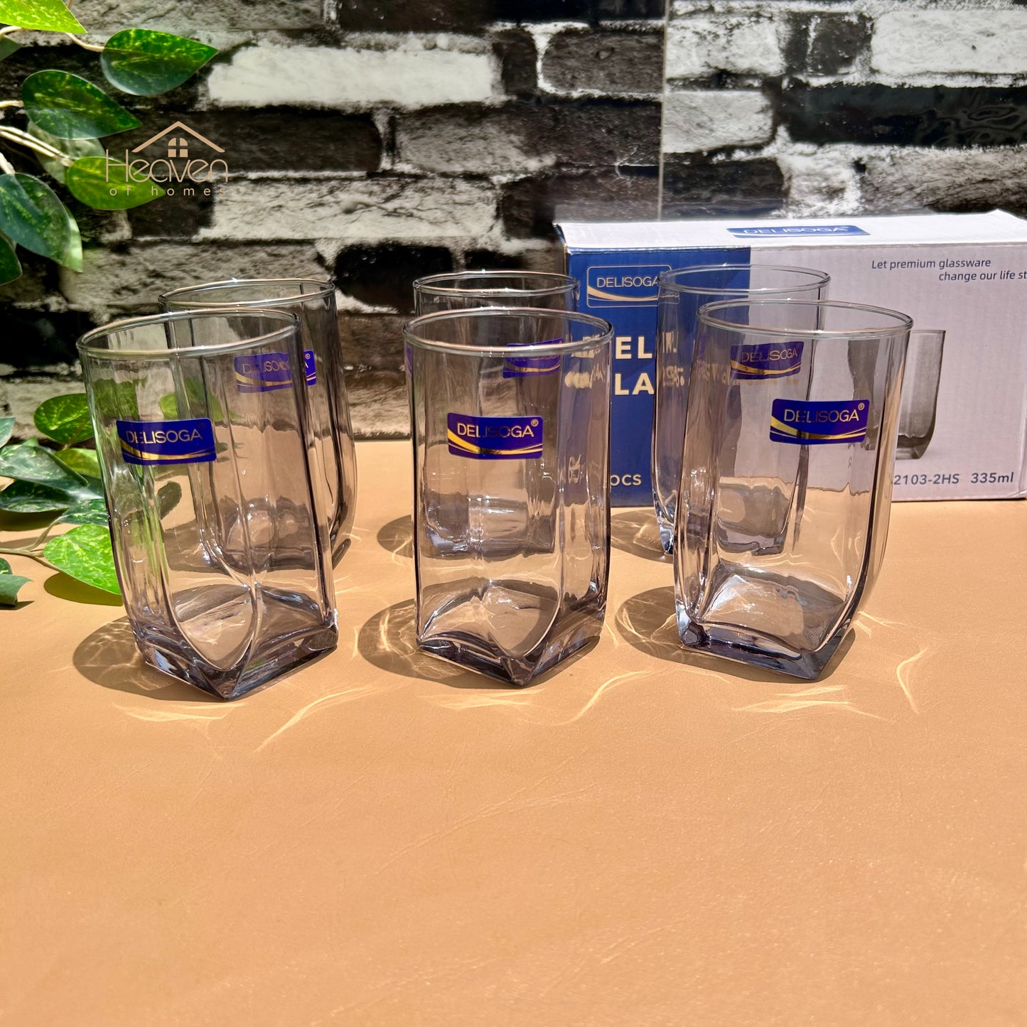 Delisoga® Set of 6 Transparent Clear Glass Water Tumblers – 335 ml Long Glassware - Heaven of homes - Sale Pakistan