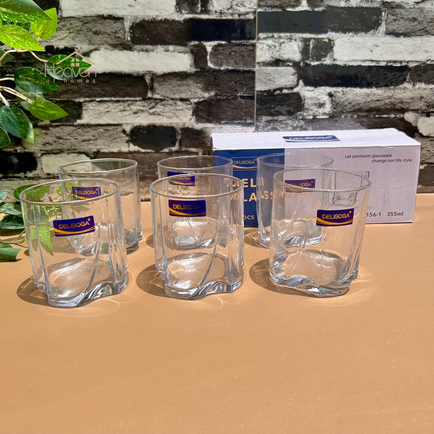 Delisoga® Premium 290ml Drinking Glasses – Set of 6 Clear Glass Tumblers for Home & Entertaining - JS5154-3 - Heaven of homes - Sale Pakistan