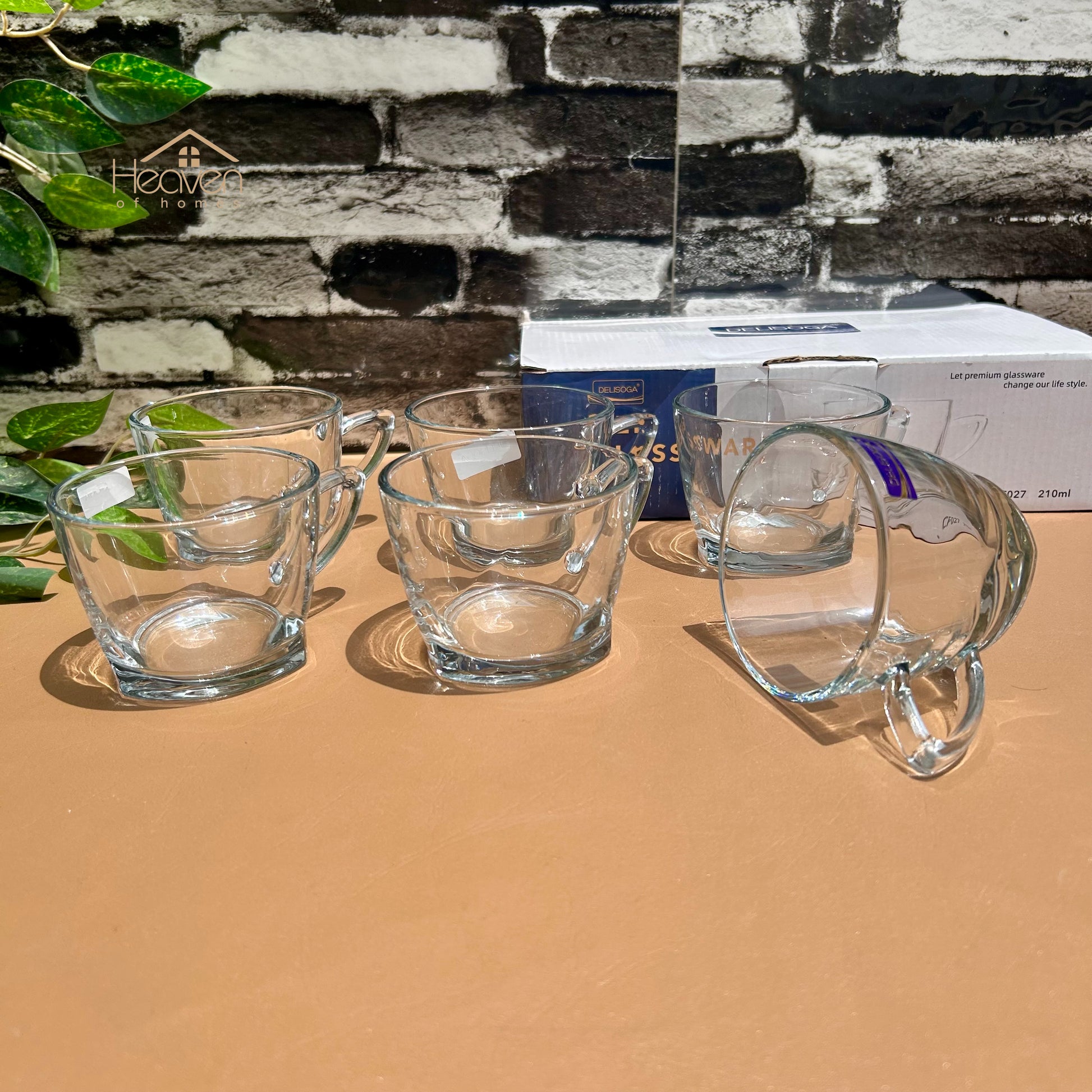 Delisoga® 6-Peice 210ml Transparent Glass Mugs – Ideal for Tea, Coffee & Everyday Use - CF027 - Heaven of homes - Sale Pakistan