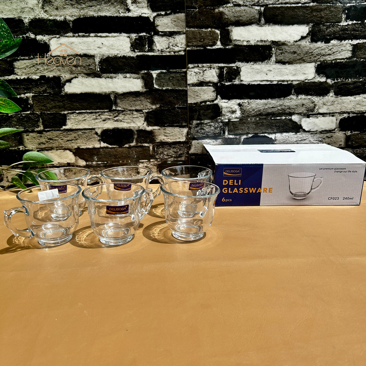 Delisoga® 6-Piece Glass Cup & Saucer Set – Elegant Clear Design for Tea & Coffee Lovers CF036/L12
