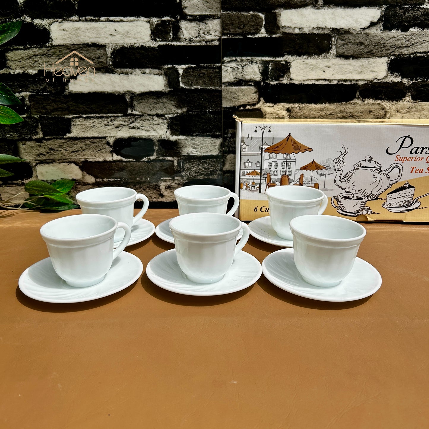 Opal® 6-Piece Imported Marble White Cup & Saucer Set – Round Tea & Coffee Cups