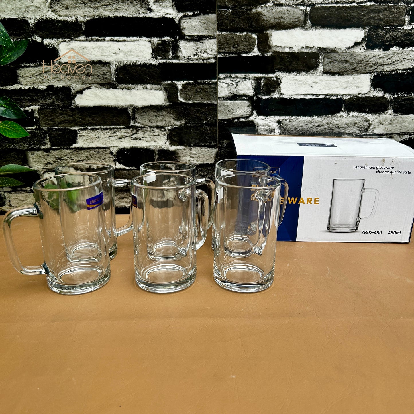 Delisoga® 6-Piece Clear Glass Juice Mug Set – 480ml Clear Mugs for Juice, Milkshake & Beverages ZB02-480