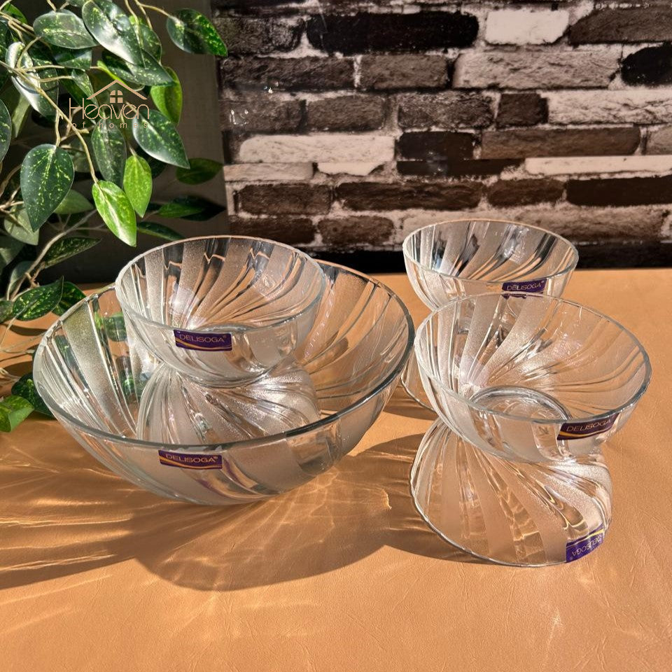 Delisoga® 7-Piece Frosted Ice Cream & Fruit Serving Set – Premium Glassware Collection - Heaven of homes - Sale Pakistan