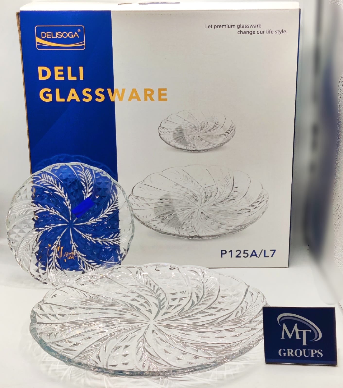 Delisoga® Premium 7-Piece Glass Cake Set – 1 Large Plate & 6 Quarter Plates for Snacking & Serving - Heaven of homes - Sale Pakistan
