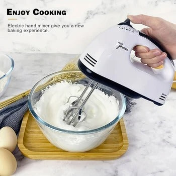Electric Hand Mixer Speed Stainless Steel Egg-Whisk Electric Mixer, Includes Beaters Dough Hooks, Robust Easy-Clean