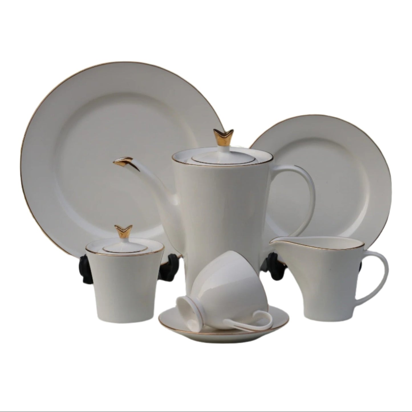 Elegant 24-Piece Bone China Tea Set – White with Gold Rim - Heaven of homes - Sale Pakistan