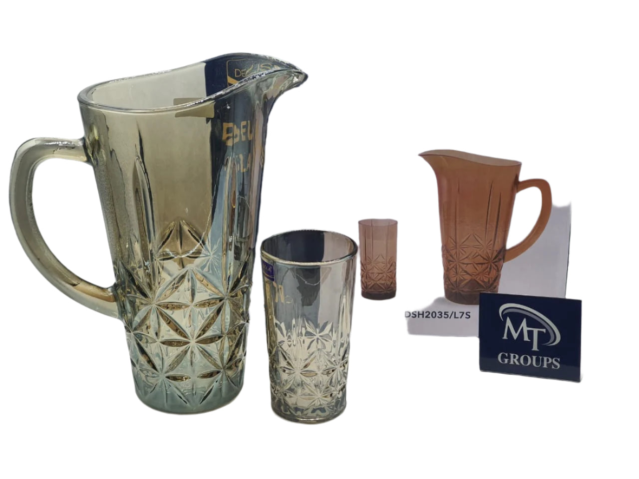 Delisoga® 7-Piece Gold Trimmed Premium Glass Drinkware Set – 1 Jug & 6 Glasses for Water, Juice & Beverages - Heaven of homes - Sale Pakistan