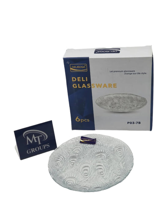 Delisoga® Set of 6 Clear Glass Dessert Plates – 6-Inch Transparent Quarter Plates for Cakes, Biscuits & Snacks - Heaven of homes - Sale Pakistan
