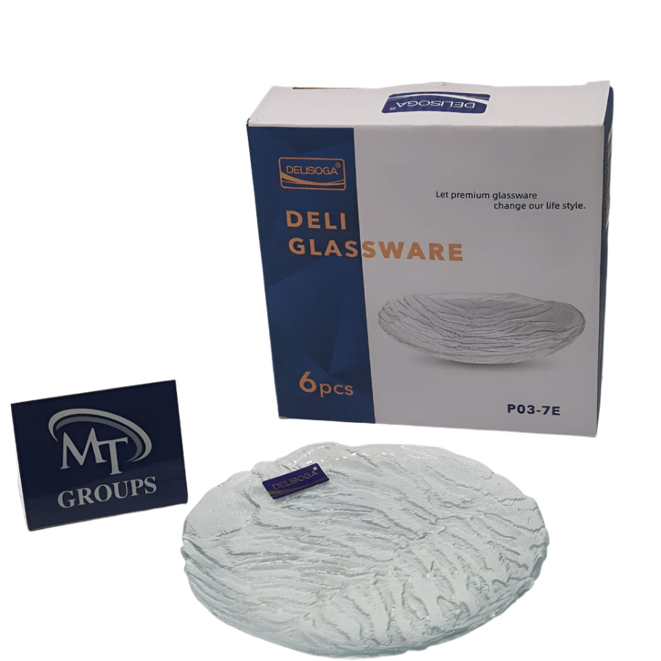 Delisoga® Set of 6 Clear Glass Dessert Plates – 6-Inch Transparent Quarter Plates for Cakes, Biscuits & Snacks - Heaven of homes - Sale Pakistan