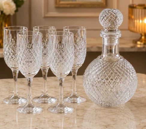 Heaven® 7-Piece Vine Water Set – 1 Decanter & 6 Matching Drinking Glasses