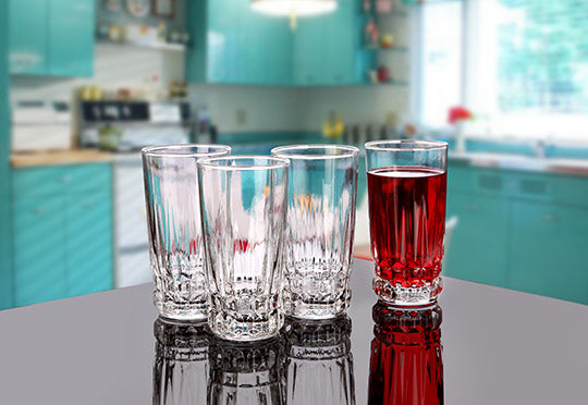 Royal Set of 6 Empire Water Glasses Transparent Glass 275 ML - Heaven of homes