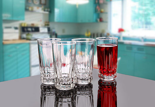 Royal Set of 6 Empire Water Glasses Transparent Glass 275 ML - Heaven of homes