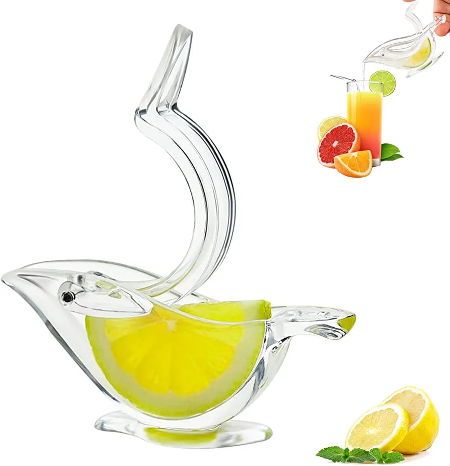 Bird Shaped Manual Lemon Squeezer – Acrylic Hand Press Citrus Juicer, Ergonomic Portable Fruit Juice Gadget for Kitchen | Convenient Lemon Slice & Wedge Squeezer