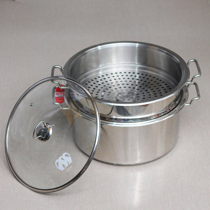 Alpha® Premium Stainless Steel Steamer Pot with Glass Lid– Durable & Rust-Resistant