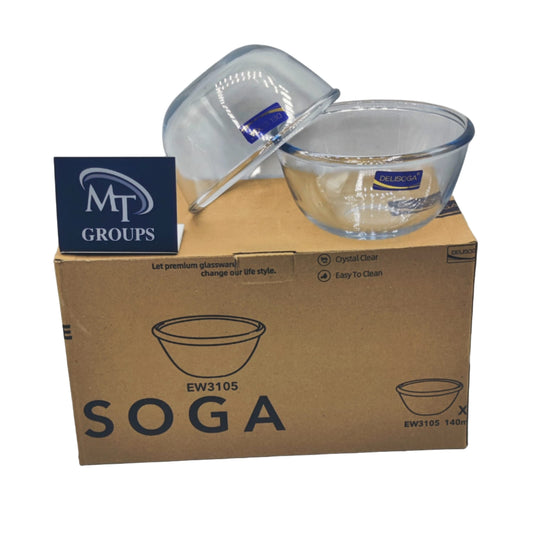 Delisoga® Set of 6 Plain Clear Glass Soup Bowls – Round & Deep Transparent Bowls - EW3105