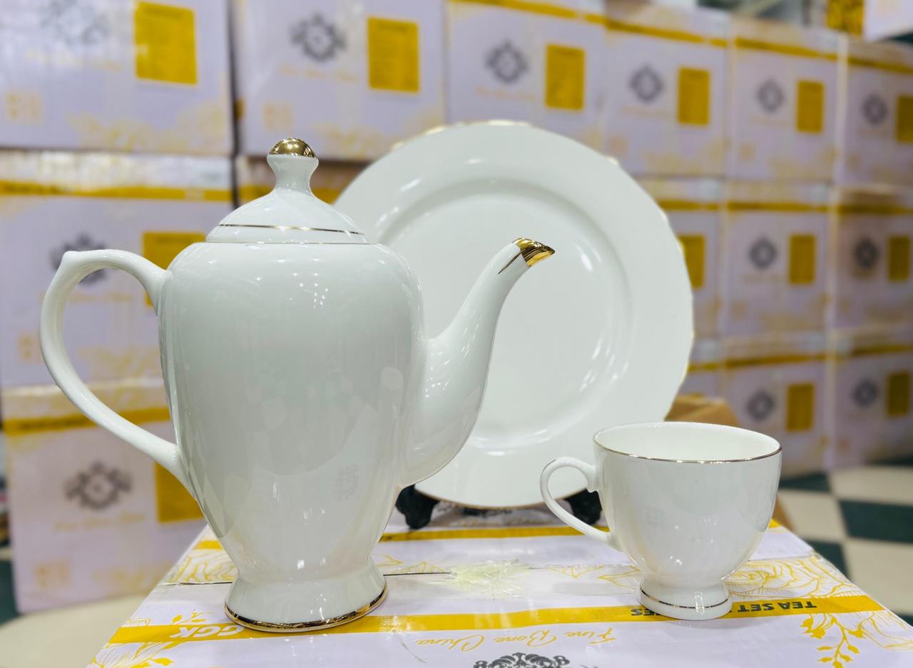 Heaven 24-Piece Bone China Tea Set – Complete Service for 6 with Cups, Saucers, Teapot & More